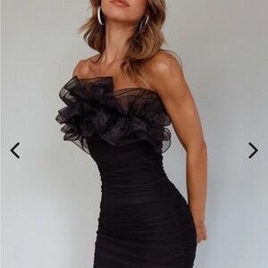 Elegant Black Ruffled Off-Shoulder Dress